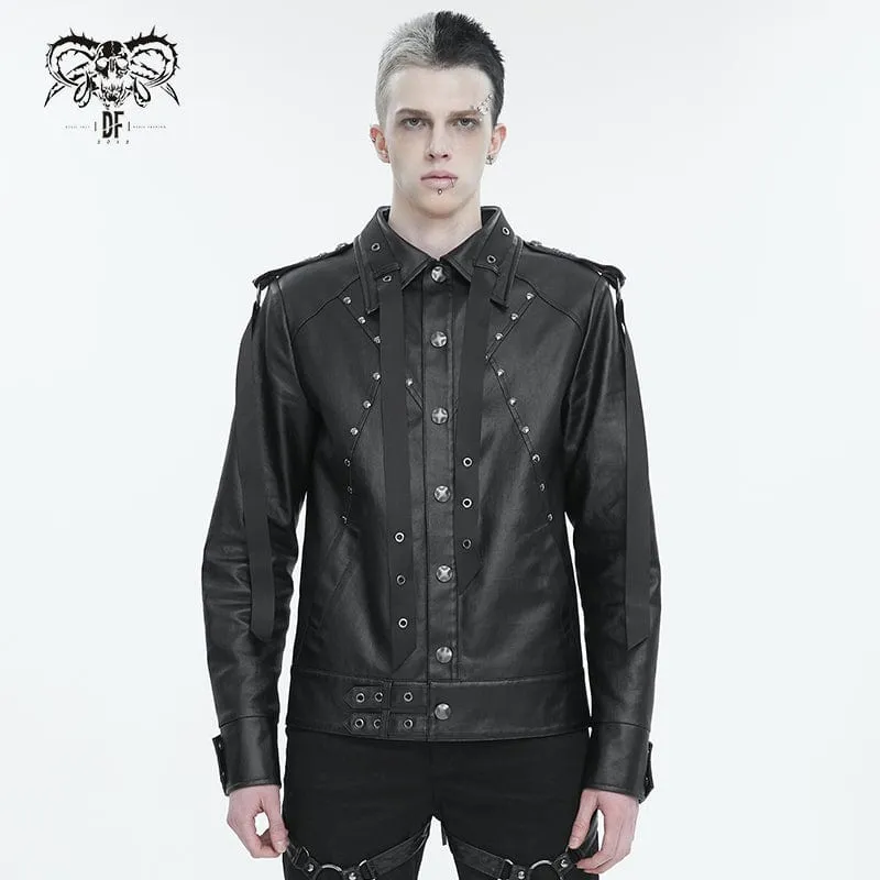 Herren-Punk-Strap-Jacke mit Nieten