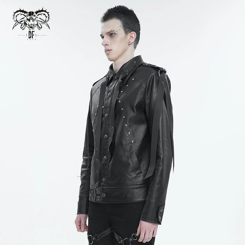 Herren-Punk-Strap-Jacke mit Nieten