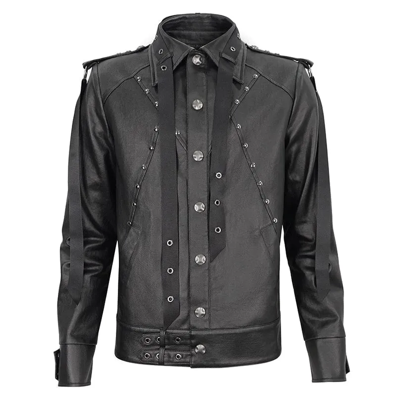 Herren-Punk-Strap-Jacke mit Nieten