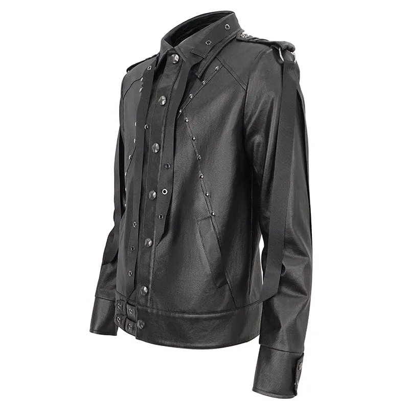 Herren-Punk-Strap-Jacke mit Nieten