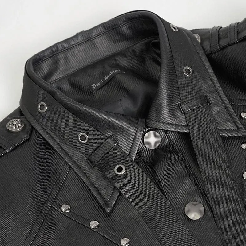Herren-Punk-Strap-Jacke mit Nieten