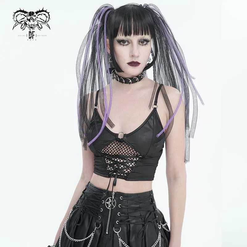 Damen-Punk-Trägershirt mit tiefem Mesh-Splice
