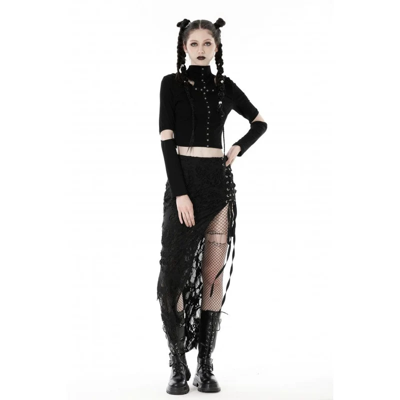 Damen Punk-Trägerrock mit Rissen und Schlitz
