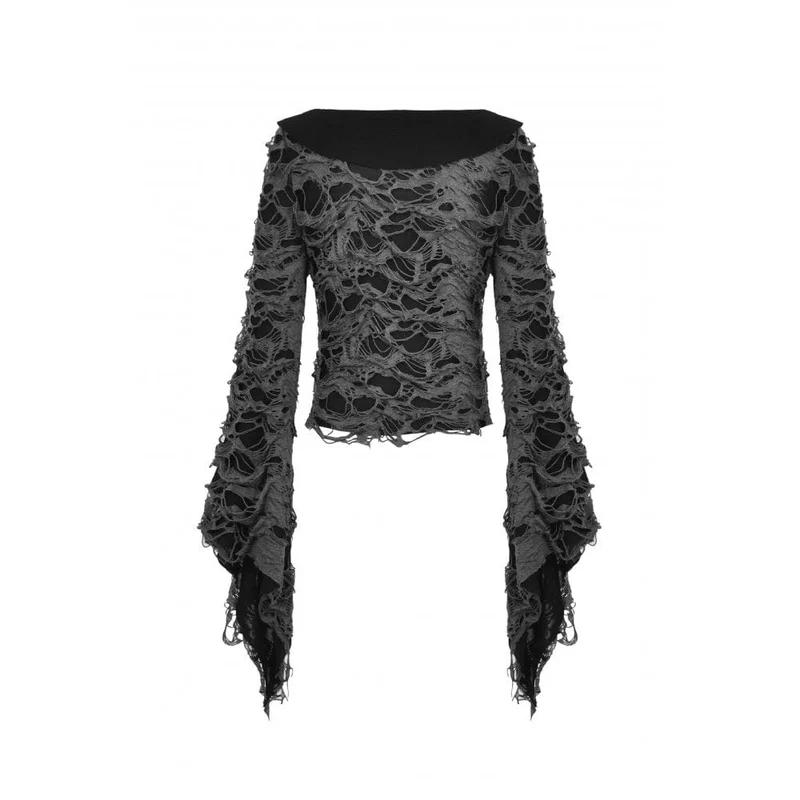 Damen-Cardigan im Gothic-Stil mit Riemchen und Rissen