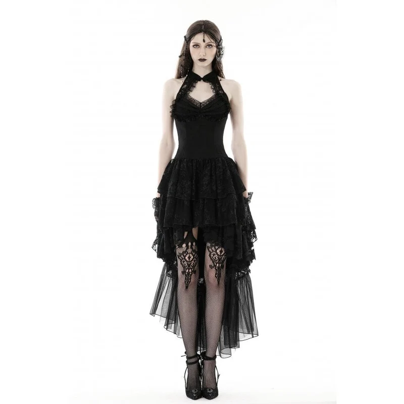Unregelmäßiges, schulterfreies Spitzenkleid im Gothic-Stil für Damen