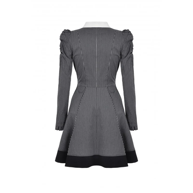 Gestreiftes Gothic-Kleid mit Puffärmeln für Damen