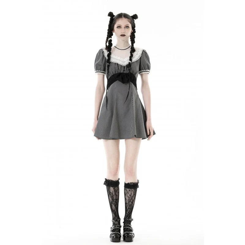 Damen-Lolita-Kleid mit Spitzenkragen und Streifenmuster