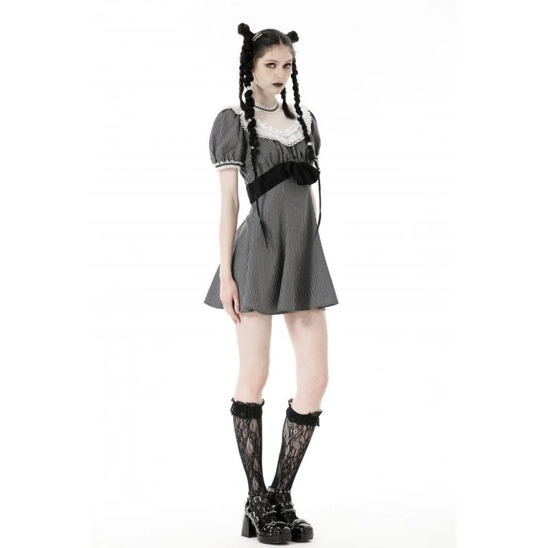 Damen-Lolita-Kleid mit Spitzenkragen und Streifenmuster