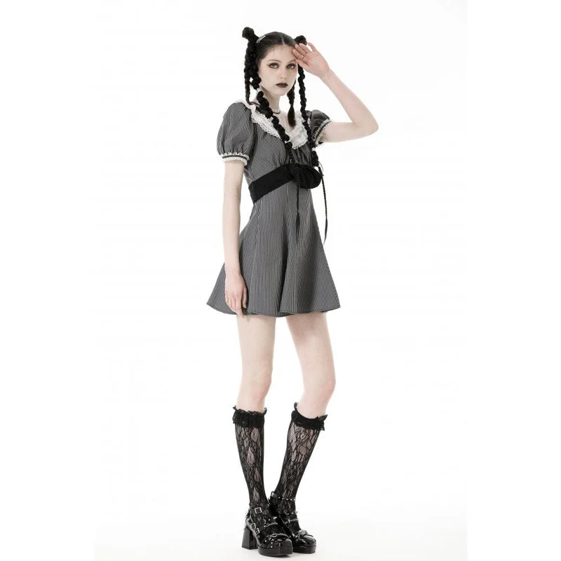 Damen-Lolita-Kleid mit Spitzenkragen und Streifenmuster