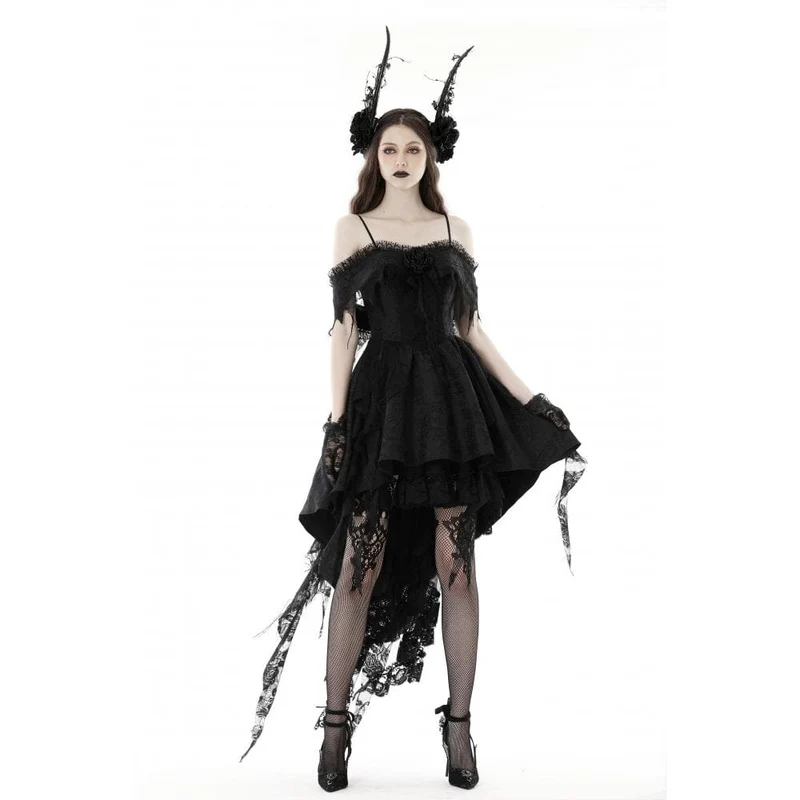 Gothic unregelmäßiges Spitzenspleißkleid für Damen