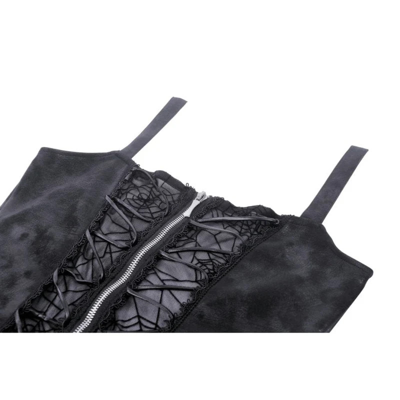 Punk-Slipkleid mit Spinnennetz-Print für Damen, Abschlusskleid