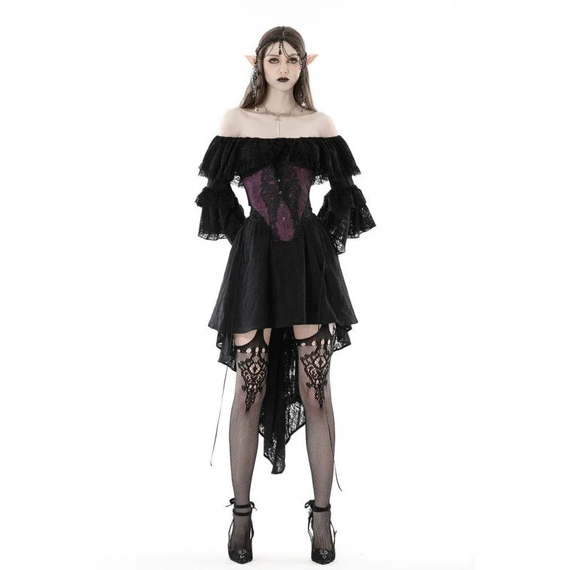 Damen Gothic Unterbrustkorsett mit Schmetterlingsstickerei und Spitze