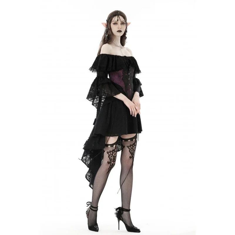 Damen Gothic Unterbrustkorsett mit Schmetterlingsstickerei und Spitze