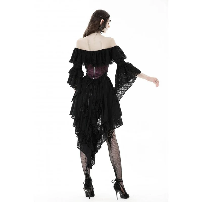 Damen Gothic Unterbrustkorsett mit Schmetterlingsstickerei und Spitze