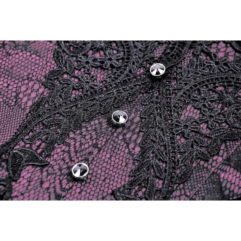 Damen Gothic Unterbrustkorsett mit Schmetterlingsstickerei und Spitze