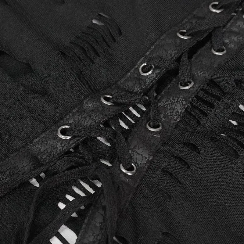 Gothic Ripped Split Neckholder-Hemd für Damen