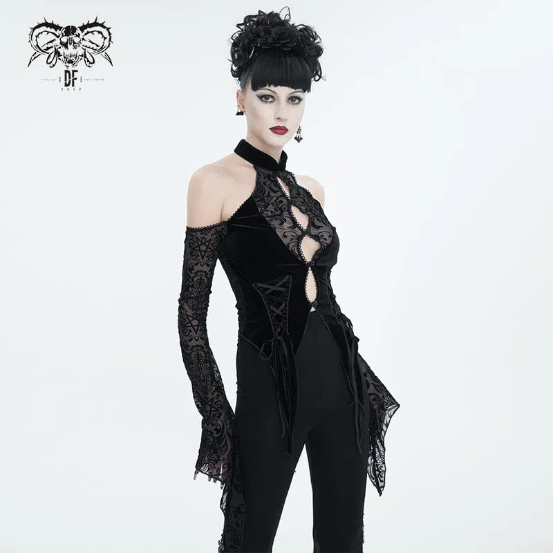 Gothic Off-Shoulder-Hemd mit ausgestellten Ärmeln für Damen