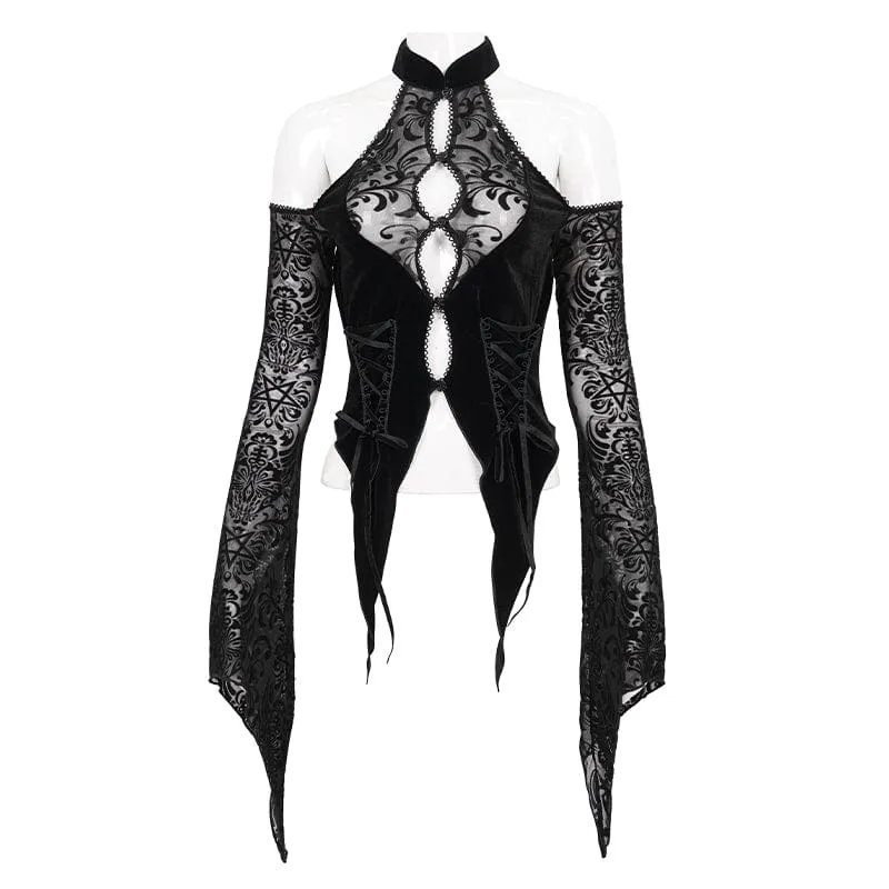 Gothic Off-Shoulder-Hemd mit ausgestellten Ärmeln für Damen