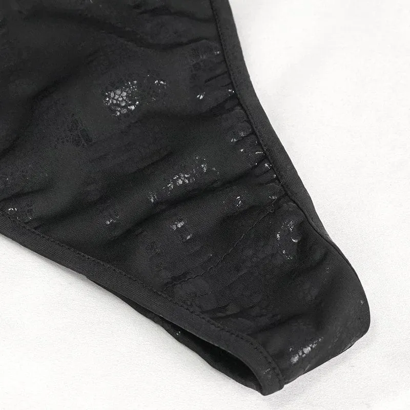 Gothic-Badeanzug mit tiefem Totenkopf und Mesh-Splice für Damen