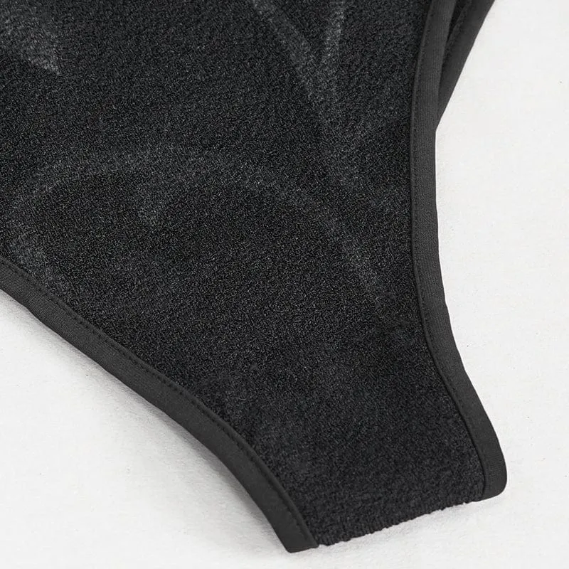 Gothic-Badeanzug mit Riemchen und ausgeschnittener Spitze für Damen