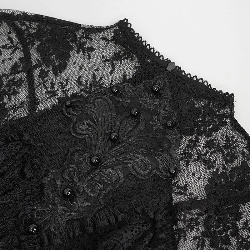 Damen-Hochzeitskleid im Gothic-Stil mit Spitzenspleiß und Schlitz