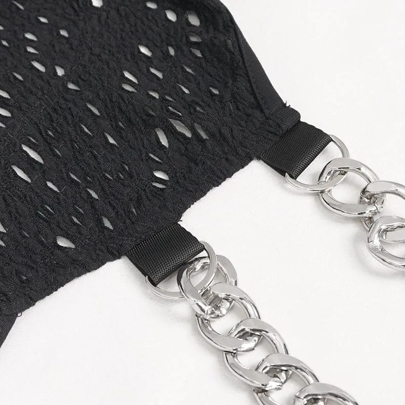 Gothic unregelmäßiges Neckholder-Kleid mit zerrissener Kette für Damen