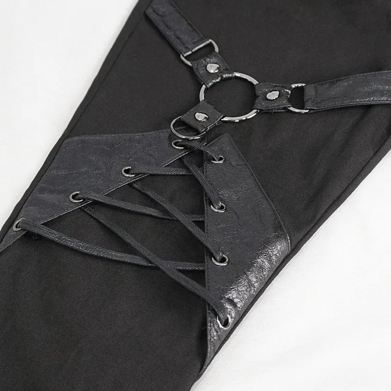 Damen Punk Buckle Splice Röhrenhose