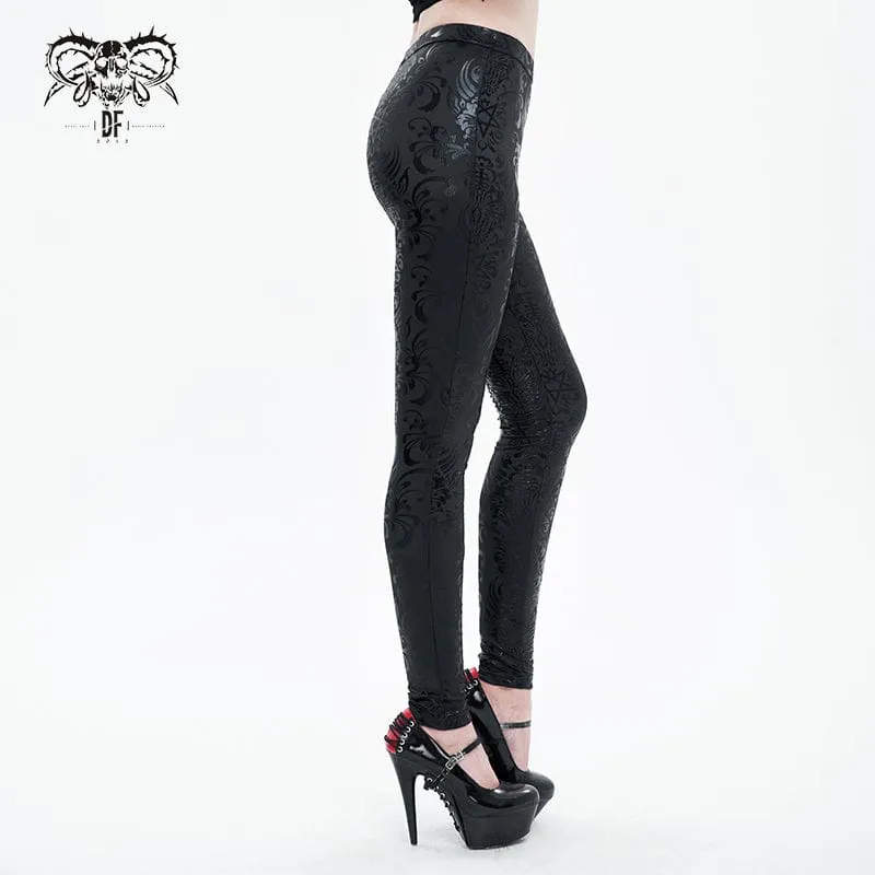 Damen-Punk-Leggings mit Blumendruck