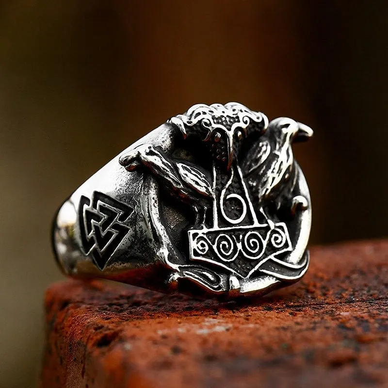 Herren Punk Wikinger Krähenring
