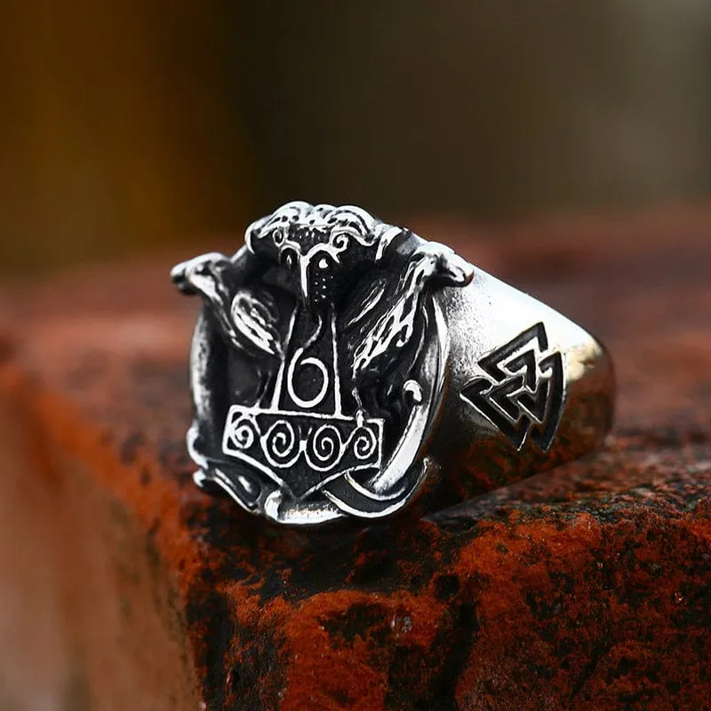 Herren Punk Wikinger Krähenring