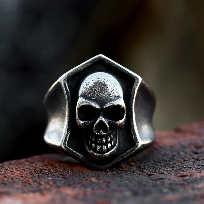 Herren Punk Skull Distressed Ring