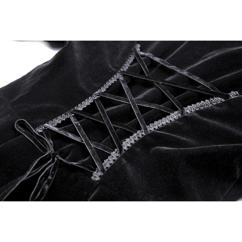Damen-Gothic-Puffärmel-Rüschen-Krawatten-Samtjacke