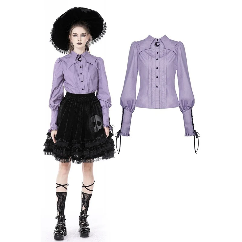 Gothic-Sternkragen-Hemd mit Puffärmeln für Damen