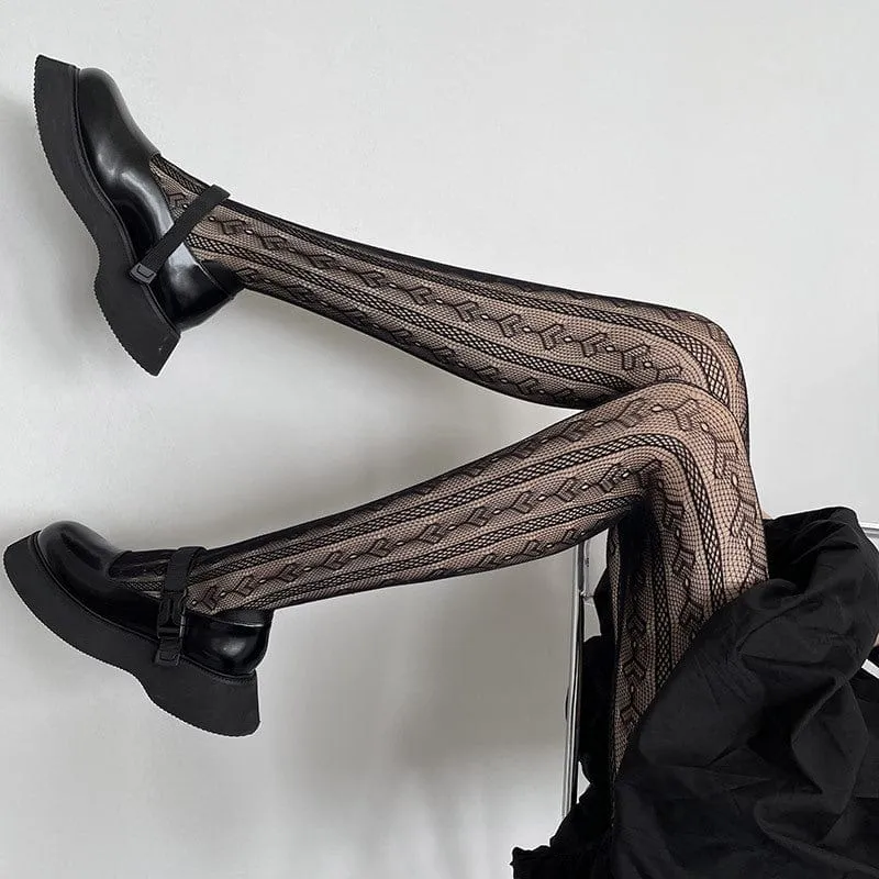 Frauen-Punk-Herz-Fischnetz-Pantynose