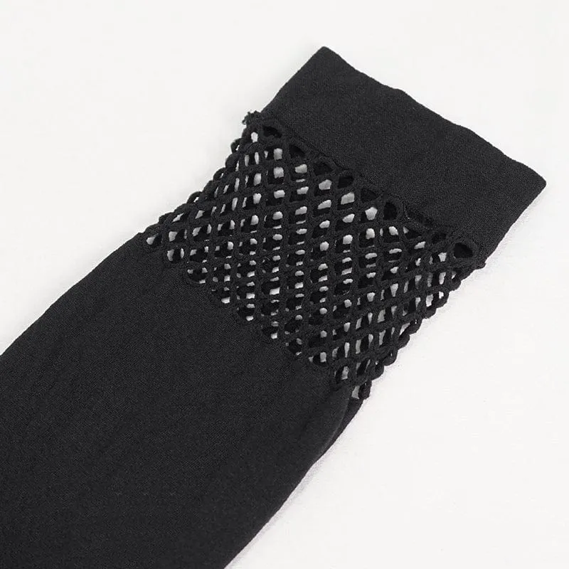 Damen Punk Asymmetrische Netzspleißsocken mit Strumpfband