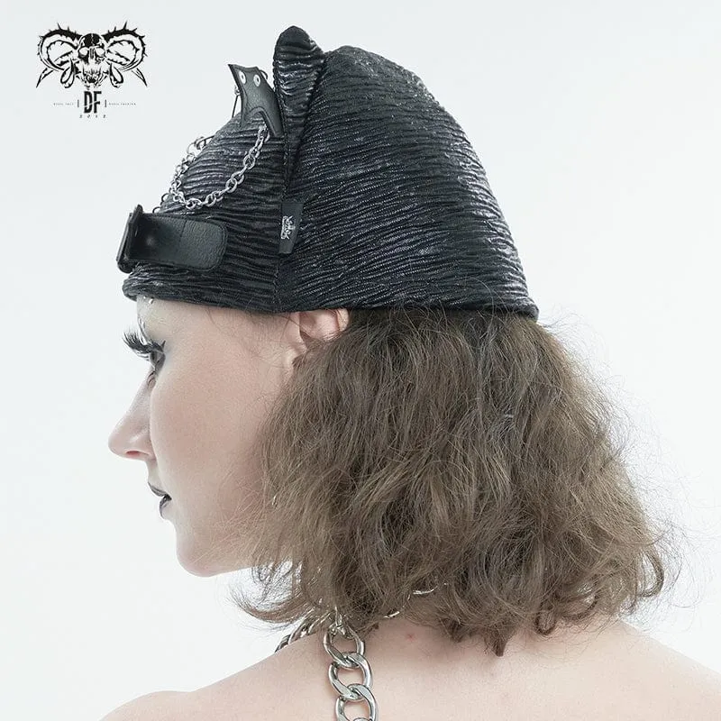Gothic Batwing Buckle Hat für Damen mit Kette