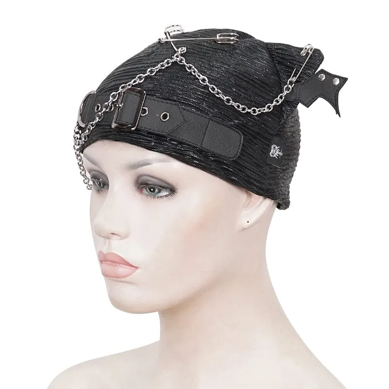 Gothic Batwing Buckle Hat für Damen mit Kette
