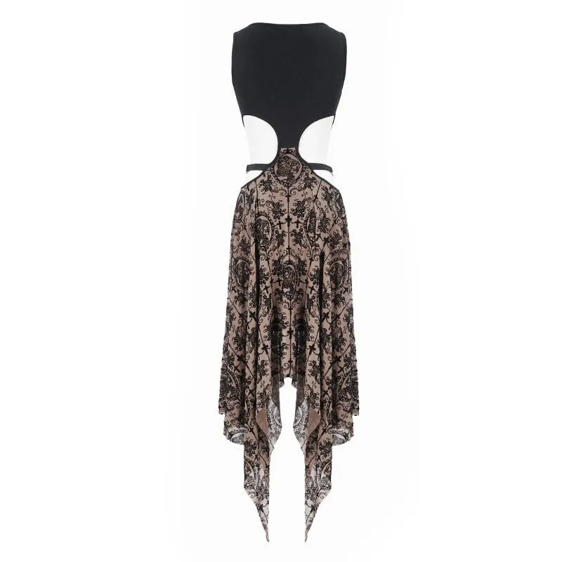 Gothic-Hochzeitskleid mit unregelmäßigem Blumenmuster für Damen