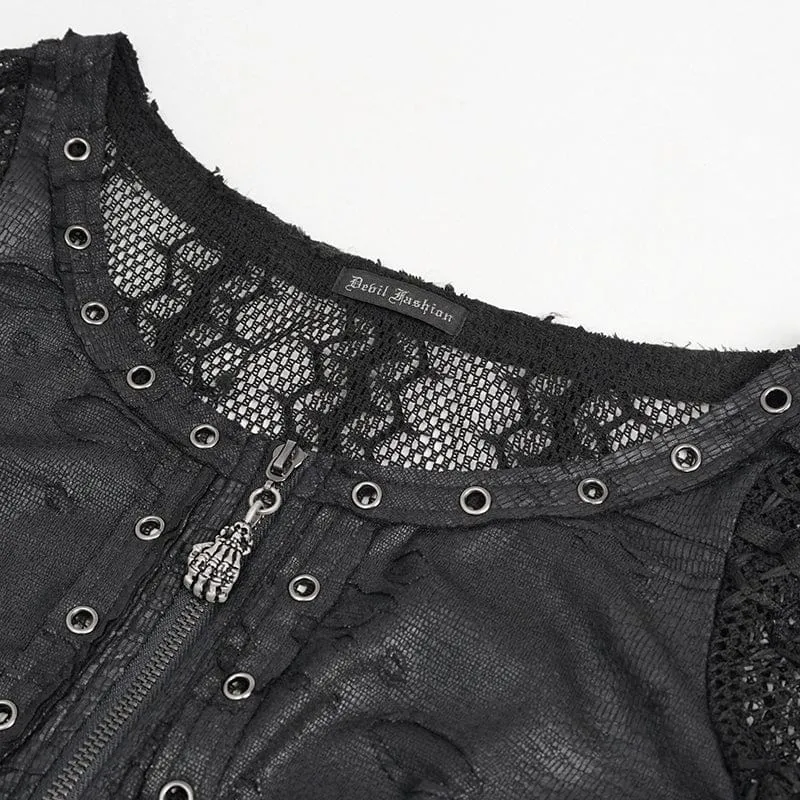 Damen Gothic unregelmäßig zerrissenes Netzkleid