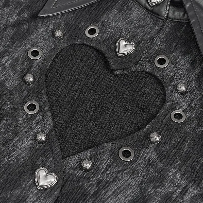 Gothic Cutout Damenhemd mit Puffärmeln