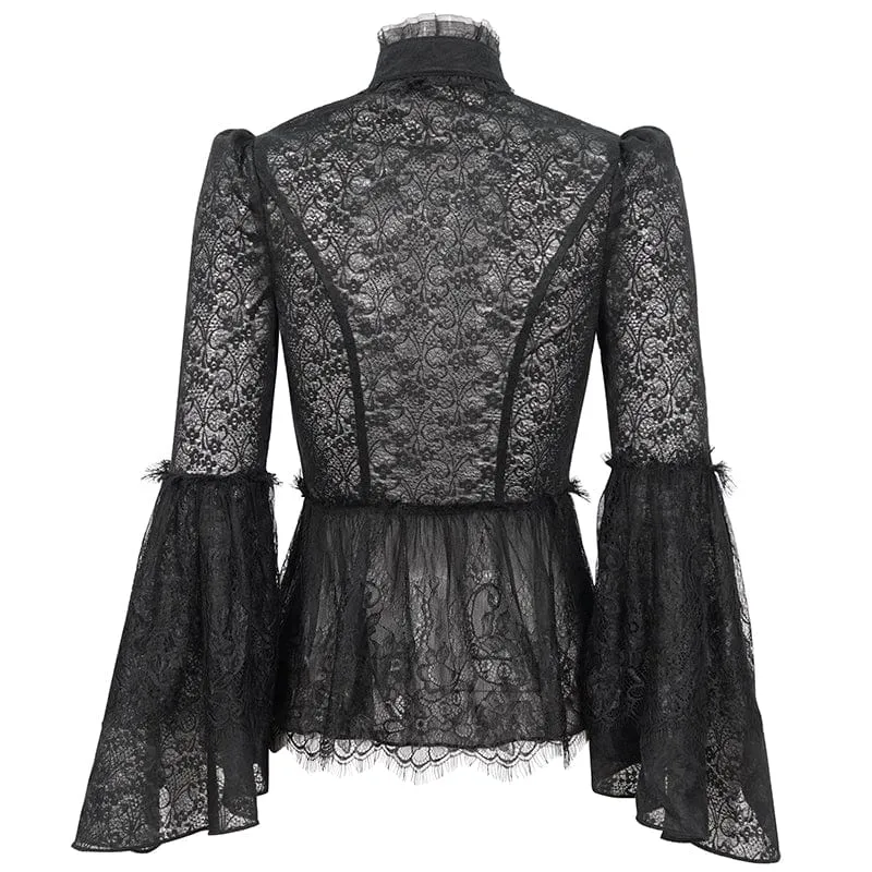 Gothic-Spitzenhemd mit ausgestellten Ärmeln für Damen