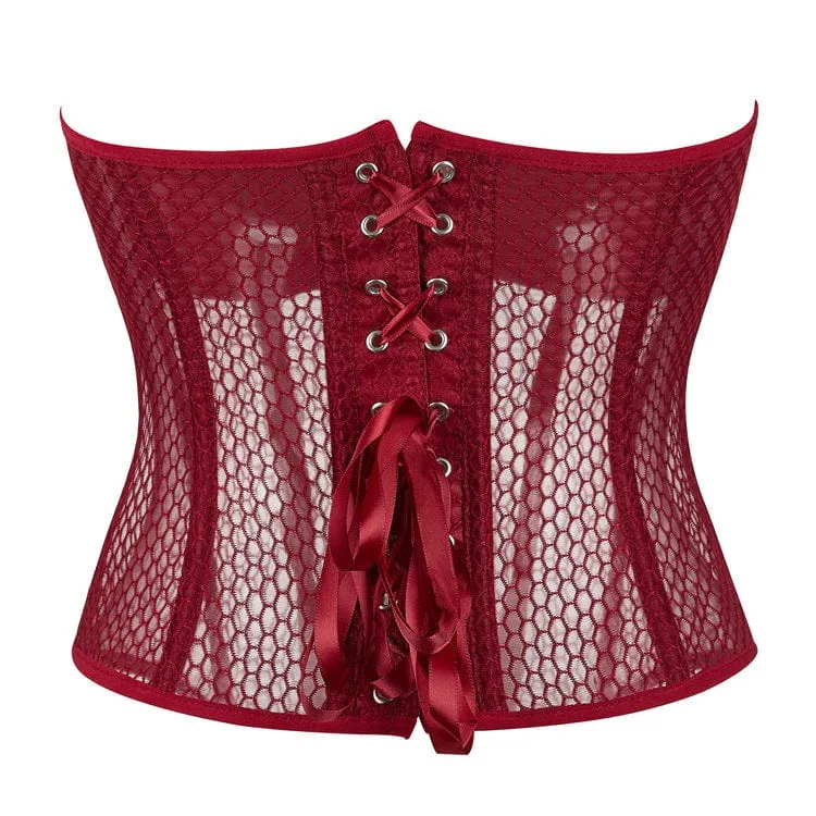 Gothic-Riemchen-Mesh-Vollbrustkorsett für Damen