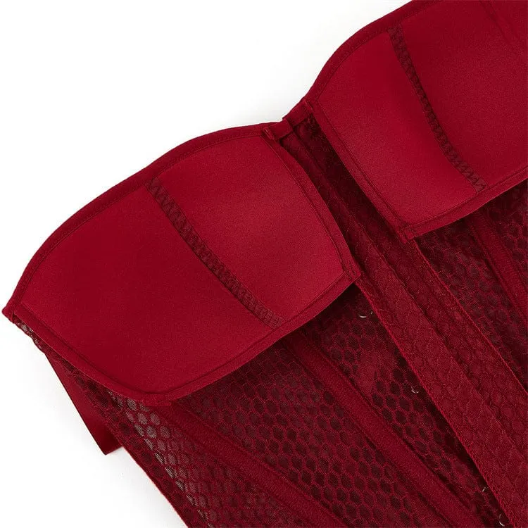 Gothic-Riemchen-Mesh-Vollbrustkorsett für Damen