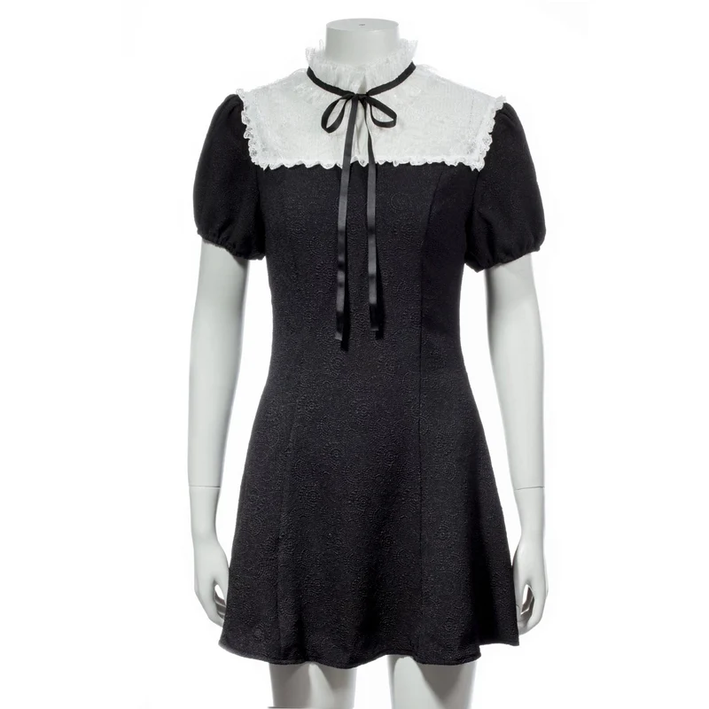 Gothic-Spitzenkleid mit Stehkragen für Damen
