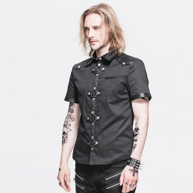 Herren Punk Style Kurzarm Shirt