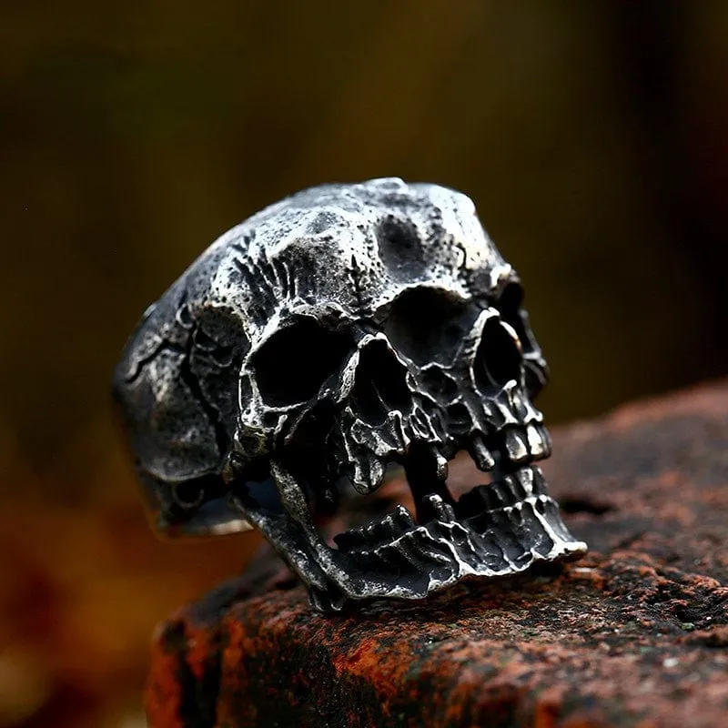 Herren Punk Double Skull Ring