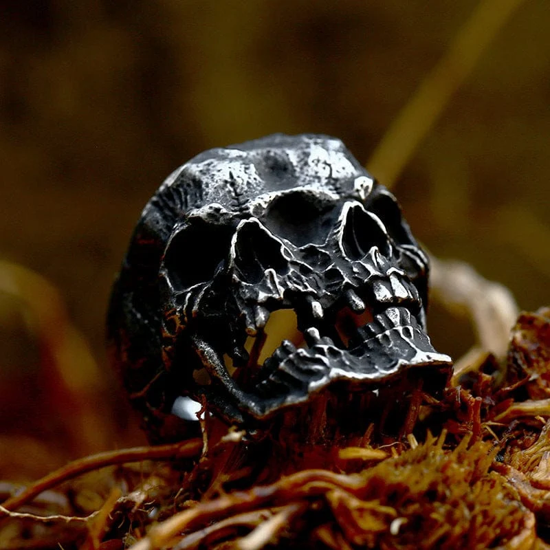 Herren Punk Double Skull Ring