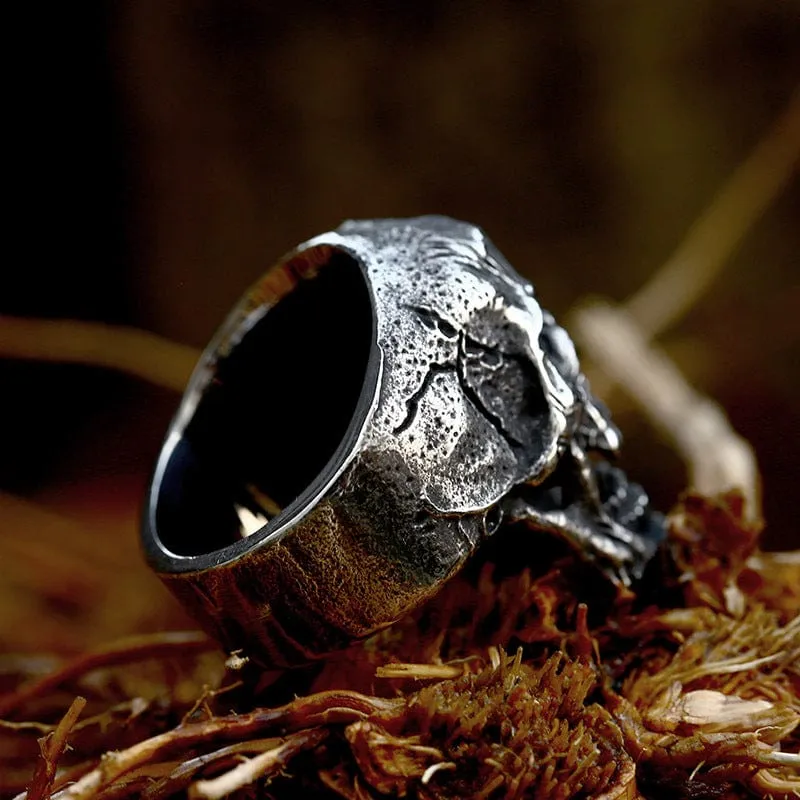 Herren Punk Double Skull Ring