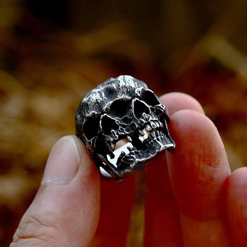 Herren Punk Double Skull Ring