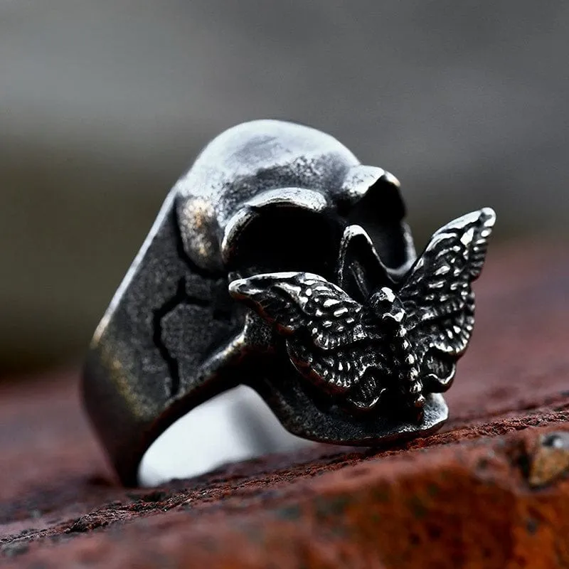Punk-Schmetterlings-Schädel-Ring für Herren